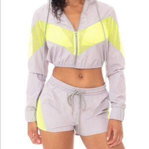 CHEVRON NEON MESH PANEL SHORTS SET